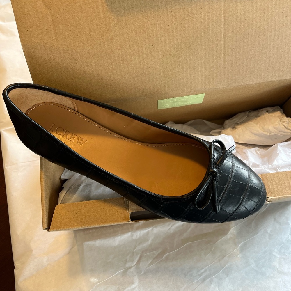 J. Crew Black Ballet Flats with Bow Detail